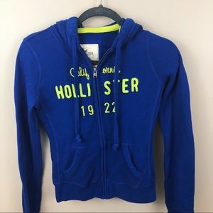Hollister Blue and Green Zip Up Hoodie